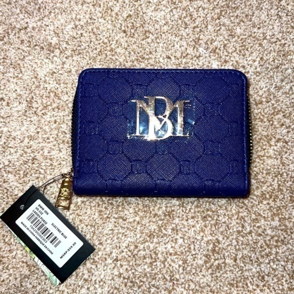 NWT Badgley Mischka Vegan Leather Wallet Purse Blue